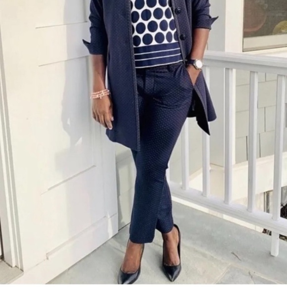 Cabi Carriage Trouser| #5679| navy micro polka dot| size 6